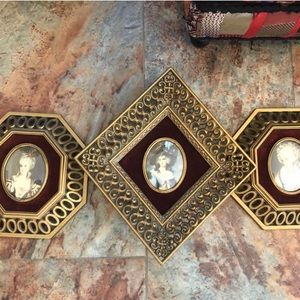Vintage A Cameo Collection set of 3 Victorian lady portraits  in ornate frames